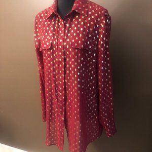 Red Blouse with Gold Polka Dots